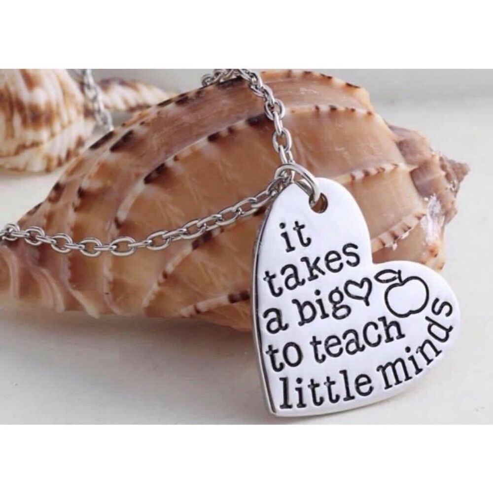 Brand New Womens Hand Stamped .925 Silver It Takes A Big Heart Teacher Necklace